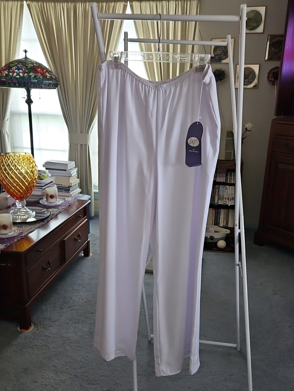 Ladies White Dress or Lounge Pants with Comfort Elastic Waist